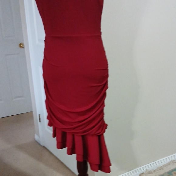 Grace Karin Burgundy High Low Dress - Picture 5 of 9